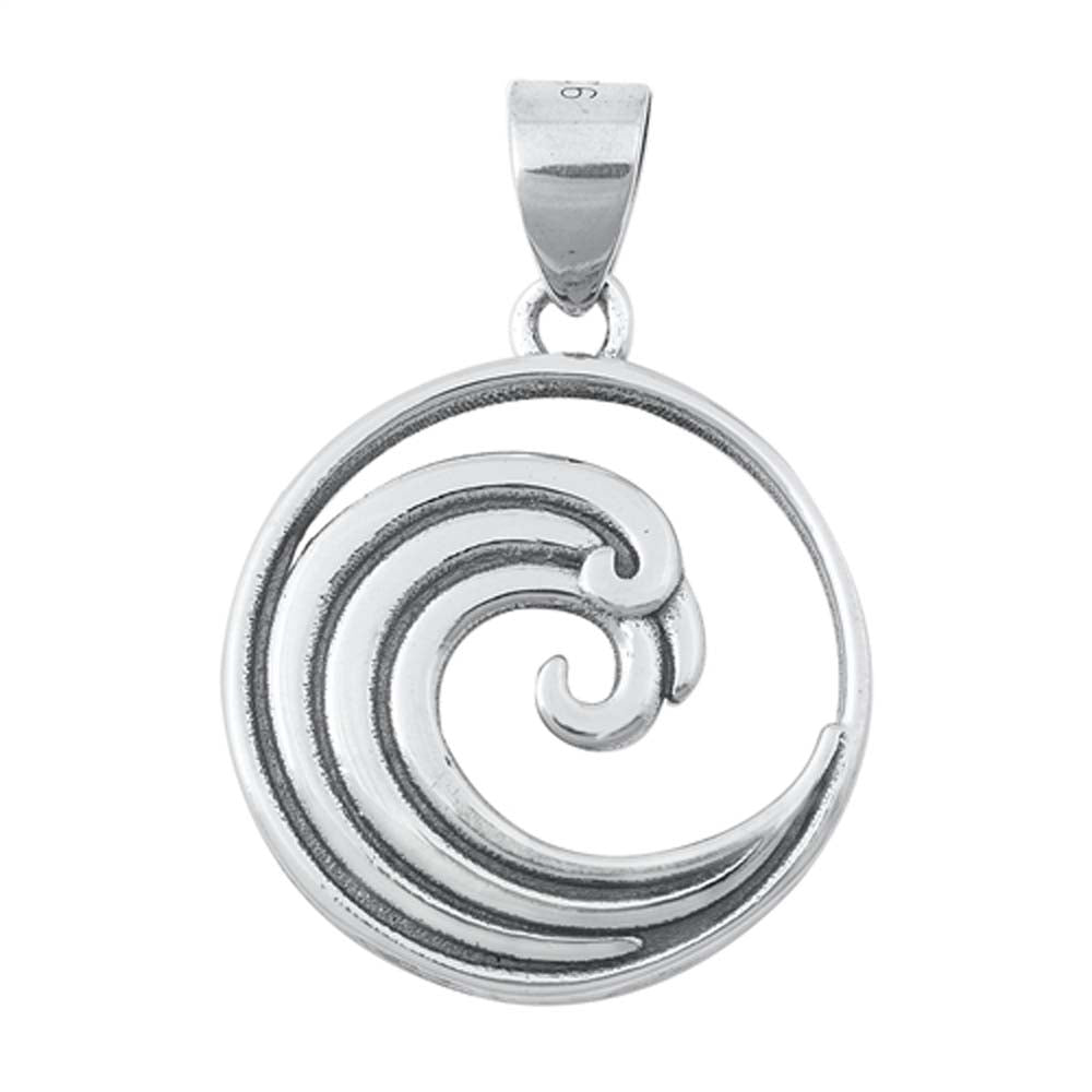 Sterling Silver Wave Plain Pendant