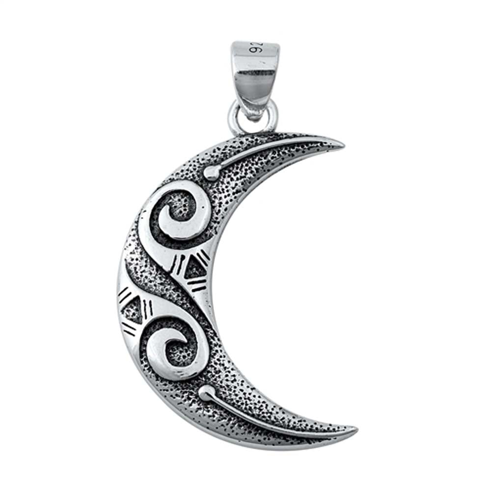 Sterling Silver Crescent Moon Plain Pendant