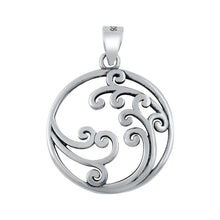 Load image into Gallery viewer, Sterling Silver Circle of Waves Plain Pendant