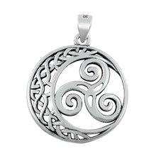 Load image into Gallery viewer, Sterling Silver Moon and Triskelion Plain Pendant