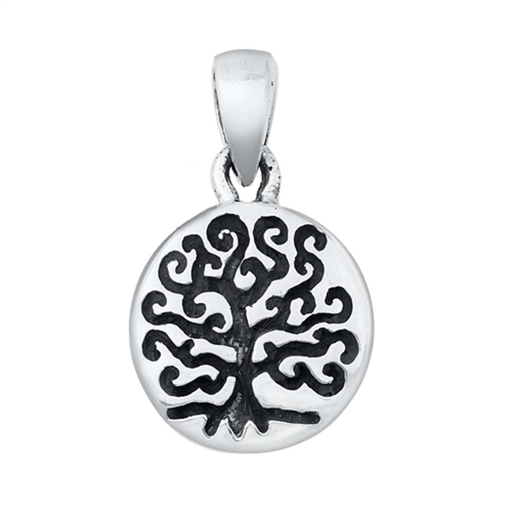 Sterling Silver Tree w/ Roots Plain Pendant