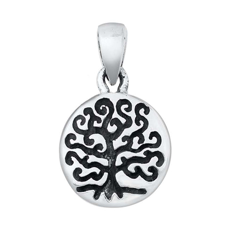 Sterling Silver Tree w/ Roots Plain Pendant