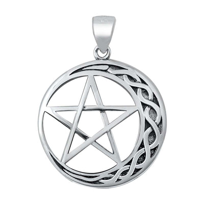 Sterling Silver Celtic Moon and Star Pendant