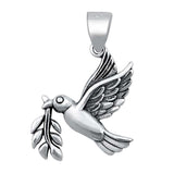 Sterling Silver Dove with Olive Branch Pendant