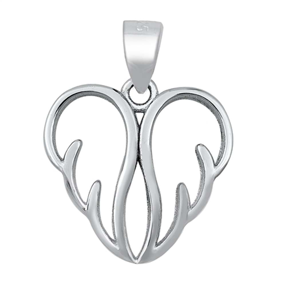 Sterling Silver Heart Wings Pendant