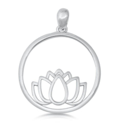 Sterling Silver Lotus Plain Pendant - silverdepot