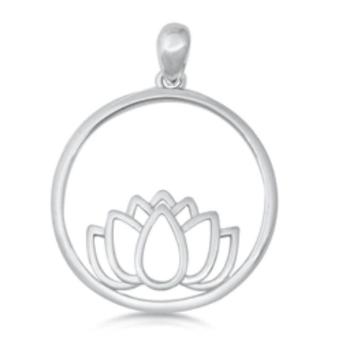 Sterling Silver Lotus Plain Pendant