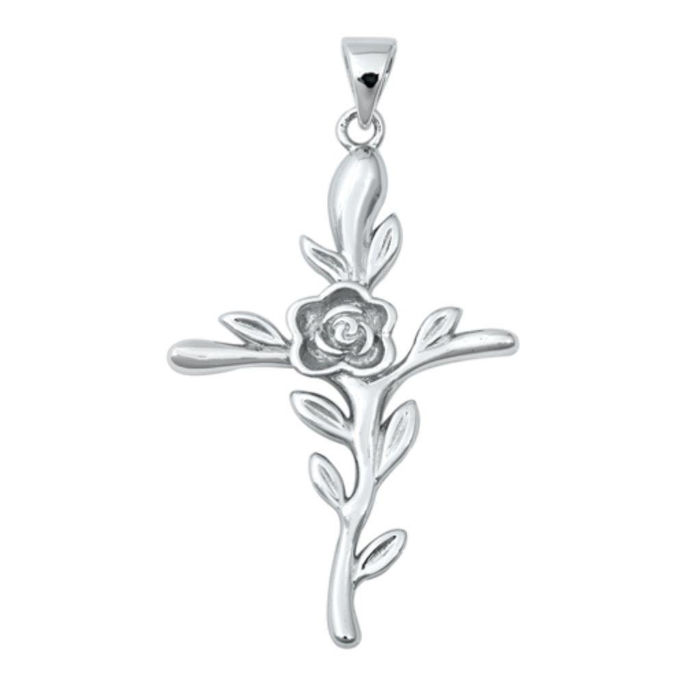 Sterling Silver Cross Plain Pendant - silverdepot