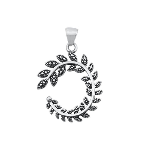 Sterling Silver Oxidized Bali Fern Pendant