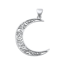 Load image into Gallery viewer, Sterling Silver Oxidized Crescent Moon Filigree Pendant - silverdepot