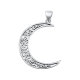 Sterling Silver Oxidized Crescent Moon Filigree Pendant