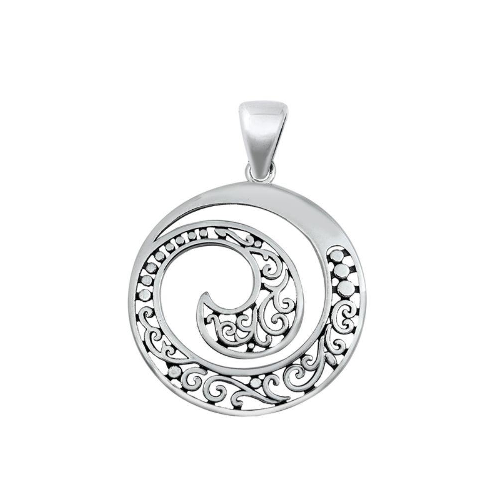 Sterling Silver Oxidized Filigree Spiral Pendant - silverdepot