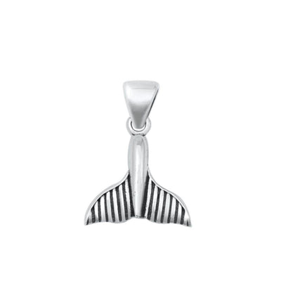 Sterling Silver Oxidized Whale Tail Pendant - silverdepot