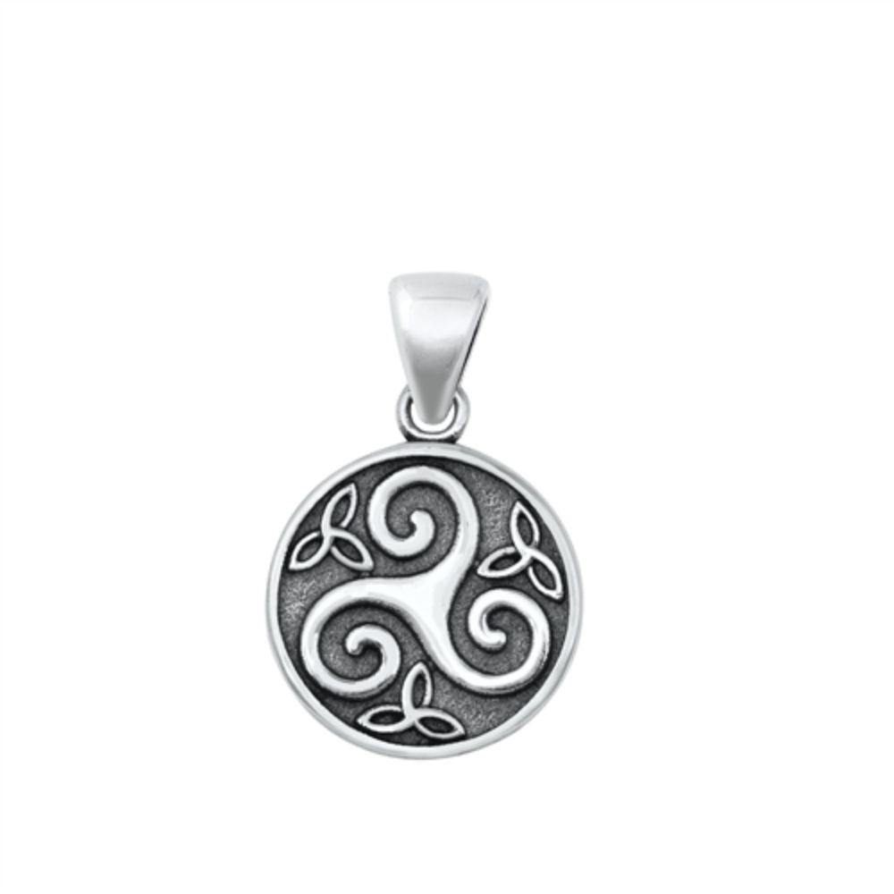 Sterling Silver Oxidized Triskelion Pendant - silverdepot