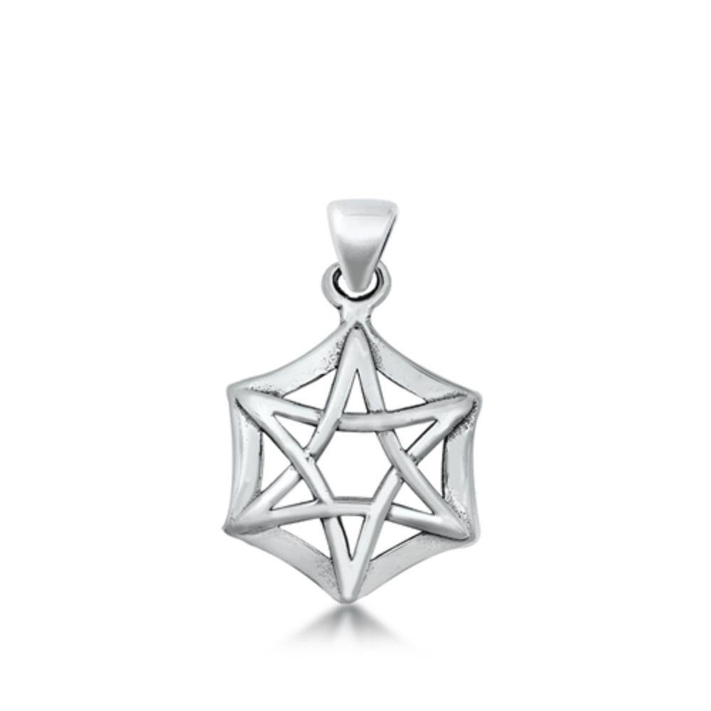 Sterling Silver Oxidized Star Pendant - silverdepot