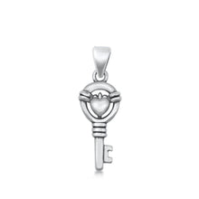Load image into Gallery viewer, Sterling Silver Oxidized Heart and Key Pendant - silverdepot
