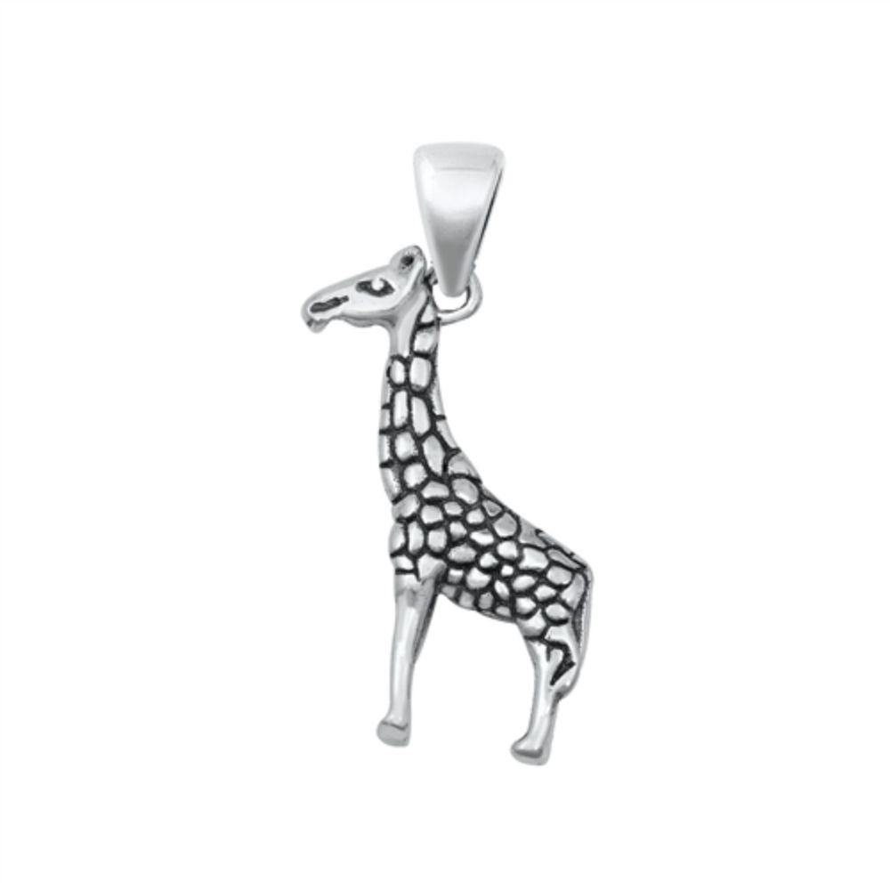 Sterling Silver Oxidized Giraffe Pendant - silverdepot