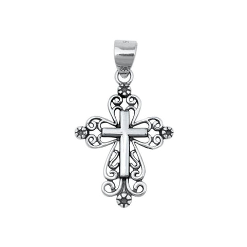 Sterling Silver Oxidized Cross Pendant