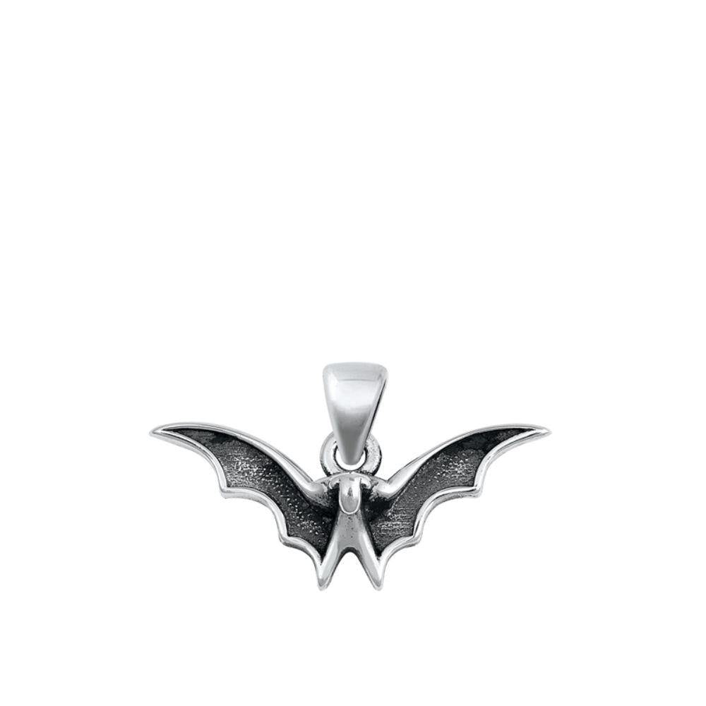 Sterling Silver Oxidized Bat Pendant - silverdepot