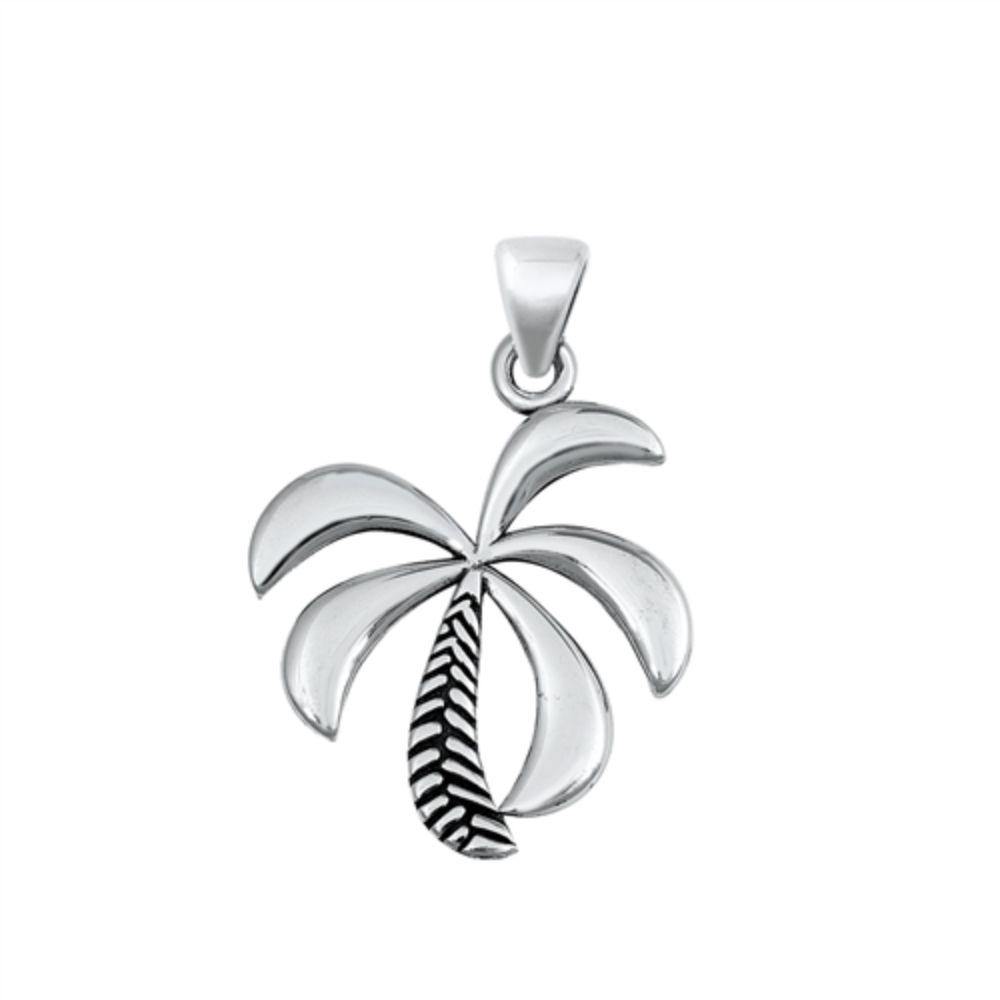 Sterling Silver Oxidized Palm Trees Pendant - silverdepot