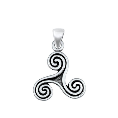 Sterling Silver Oxidized Triskele Pendant - silverdepot