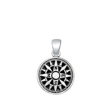 Sterling Silver Oxidized Compass Pendant