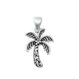 Sterling Silver Oxidized Palm Tree Pendant