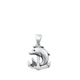 Sterling Silver Dolphin and Anchor Pendant