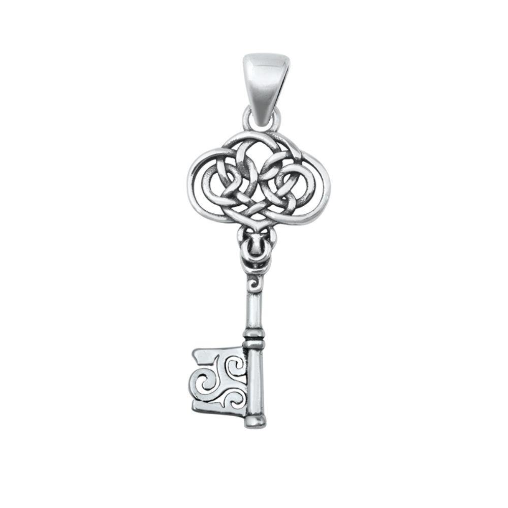 Sterling Silver Oxidized Celtic Key Pendant - silverdepot