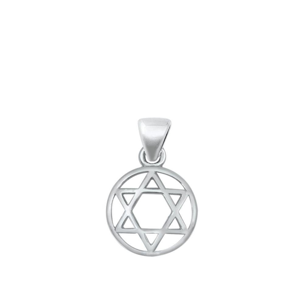 Sterling Silver Oxidized Jewish Star Pendant - silverdepot