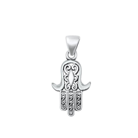 Sterling Silver Oxidized Hamsa Pendant