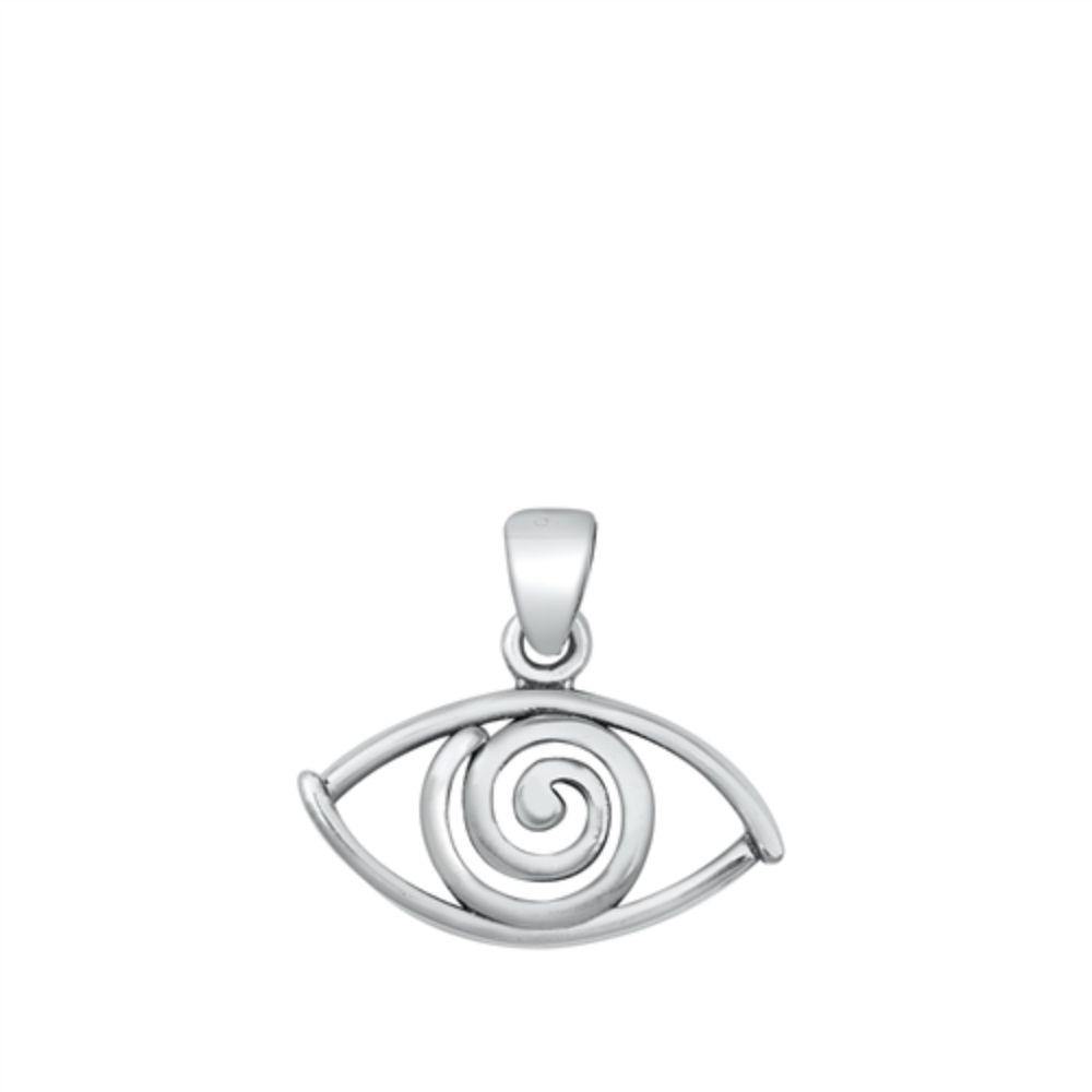 Sterling Silver Oxidized Evil Eye Pendant - silverdepot