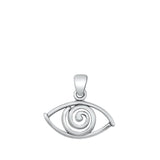 Sterling Silver Oxidized Evil Eye Pendant