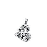 Sterling Silver Heart and Flowers Pendant