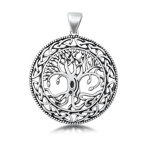 Sterling Silver Oxidized Tree of Life Pendant