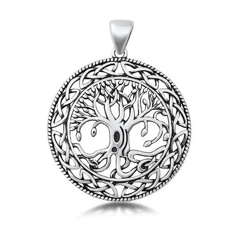 Sterling Silver Oxidized Tree of Life Pendant