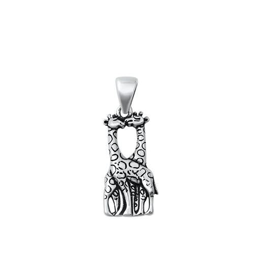 Sterling Silver Oxidized Giraffes Pendant