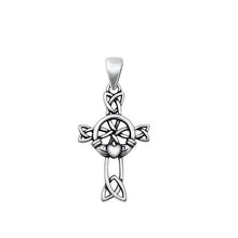 Load image into Gallery viewer, Sterling Silver Oxidized Claddagh Cross Pendant