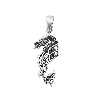 Sterling Silver Oxidized Dragon Pendant