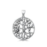 Sterling Silver Oxidized Sun, Moon, Tree Pendant