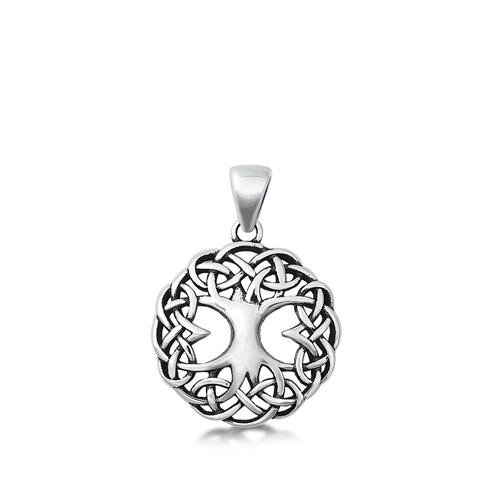 Sterling Silver Oxidized Celtic and Tree Pendant