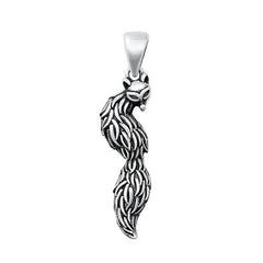 Sterling Silver Oxidized Fox Pendant
