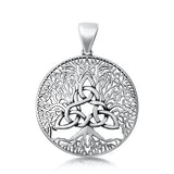 Sterling Silver Oxidized Celtic and Tree Pendant