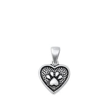 Load image into Gallery viewer, Sterling Silver Oxidized Pawprint and Heart Pendant