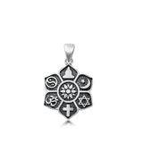 Sterling Silver Oxidized Religious Symbols Pendant