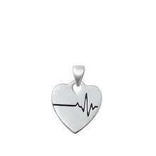 Load image into Gallery viewer, Sterling Silver Oxidized Heart and EKG Pendant