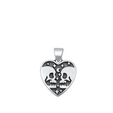 Sterling Silver Oxidized Skull Lovers Pendant