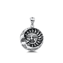 Load image into Gallery viewer, Sterling Silver Oxidized Moon and Sun Pendant
