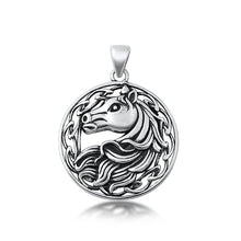 Load image into Gallery viewer, Sterling Silver Oxidized horse Pendant-24.9mm