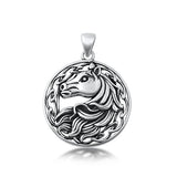 Sterling Silver Oxidized horse Pendant-24.9mm